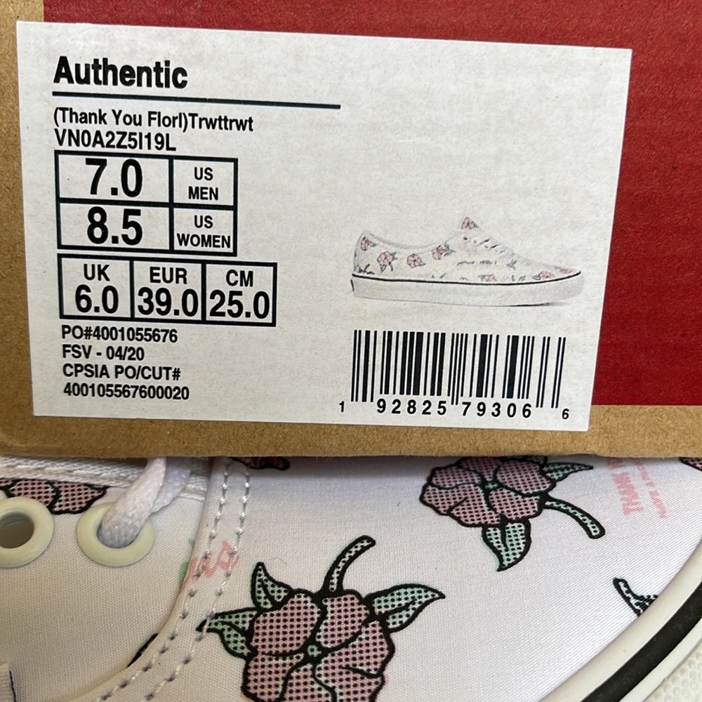Vans Authentic (Thank You Floral) True White/Trwht sneakers Men’s - Picture 12 of 16